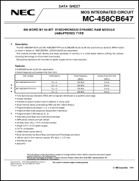 MC-458CB647EFA-A75 datasheet: 64M-byte(8M-word x 64-bit) SDRAM DIMM MC-458CB647EFA-A75