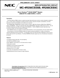 MC-4R256CEE6C-653 datasheet: 256M-byte(128M-word x 16-bit) Direct Rambus(TM) DRAM RIMM(TM) Module MC-4R256CEE6C-653