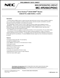 MC-4R256CPE6C-745 datasheet: 256M-byte(128M-word x 16-bit) Direct Rambus(TM) DRAM RIMM(TM) Module MC-4R256CPE6C-745