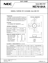 NE76184A datasheet: MES type field effect transistor NE76184A