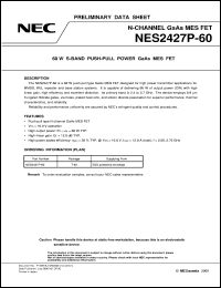 NES2427P-60 datasheet: S-band 60W Po GaAs FET NES2427P-60