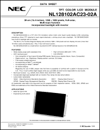 NL128102AC23-02A datasheet: Diagonal 39cm(15.4 inches) display area color LCD NL128102AC23-02A