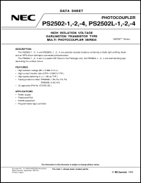 PS2502L2 datasheet: Darlington output photo coupler PS2502L2