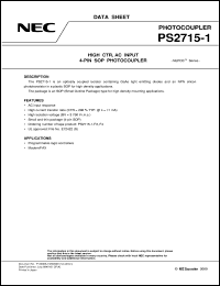 PS2715-1-F3 datasheet: Photocoupler with high isolation voltage PS2715-1-F3