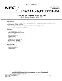 PS7111-2A datasheet: Two circuit DIP 100V Optical MOSFET PS7111-2A