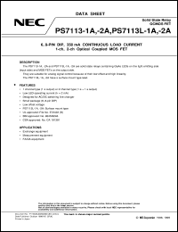 PS7113-2A datasheet: Single circuit DIP 100V high output Optical MOSFET PS7113-2A