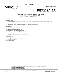 PS7221A-2A datasheet: 8-pin SOP 2-channel OCMOS FET with 260V breakdown voltage PS7221A-2A