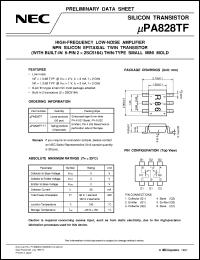 UPA828TF-T1 datasheet: Twin transistors equipped with the same model chip(6P small MM) UPA828TF-T1