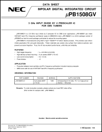 UPB1508GV-E1 datasheet: 3GHz,2 dividing prescaler UPB1508GV-E1