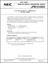 UPB1510GV-E1 datasheet: 3GHz, 4 dividing prescaler UPB1510GV-E1