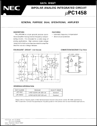 UPC1458G2 datasheet: Dual operational amplifier UPC1458G2