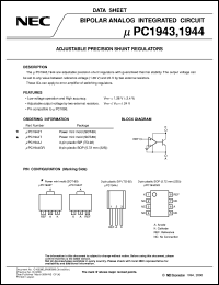 UPC1944GR-E1 datasheet: High-precision variable shunt type stabilized power supply UPC1944GR-E1