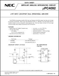 UPC4092C datasheet: Dual operational amplifier UPC4092C