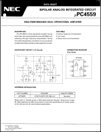 UPC4559C datasheet: Dual operational amplifier UPC4559C