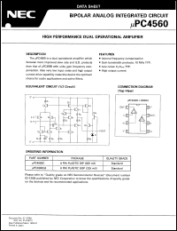 UPC4560C datasheet: Dual operational amplifier UPC4560C