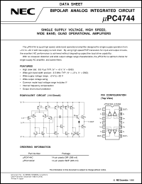 UPC4744C datasheet: Quad operational amplifier UPC4744C