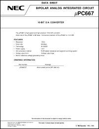 UPC667CT datasheet: High-speed 10-bit D/A converter UPC667CT