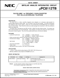 UPC8112T datasheet: First-frequency down converter IC for mobile telephone UPC8112T