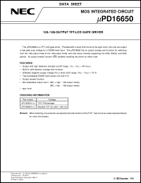 UPD16650N-XXX datasheet: TFT-LCD source driver, 40V, 120/128 output UPD16650N-XXX