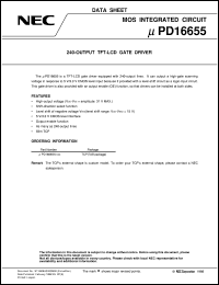 UPD16655N-XXX datasheet: LCD source driver, 240 output, driver voltage 31V UPD16655N-XXX