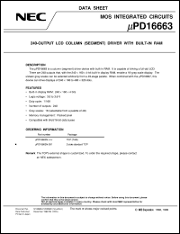 UPD16663N-XXX datasheet: 240-output built-in RAM LCD column(segment) driver UPD16663N-XXX