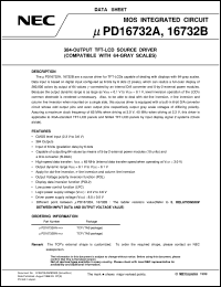 UPD16732BN-XXX datasheet: Source driver for 64 gray scale and 384 output TFT-LCD UPD16732BN-XXX