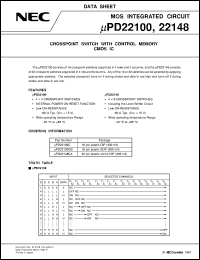 UPD22100GS datasheet: 4 x 4 CROSSPOINT SWITCH WITH CCONTROL MEMORY UPD22100GS