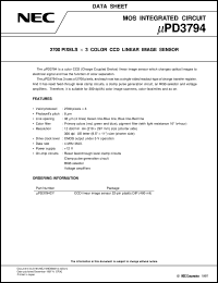 UPD3794CY datasheet: 2700-pixel x 3 color CCD linear image sensor, 8um pixels, 4-line interval UPD3794CY