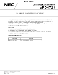 UPD4721GS-GJG datasheet: 3.3V applicability RS-232 line driver/receiver UPD4721GS-GJG