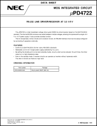 UPD4722GS-GJG-E2 datasheet: 3.3V applicability RS-232 line driver/receiver UPD4722GS-GJG-E2