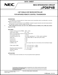 UPD6P4BGS datasheet: Infrared remote control transmitter 4-bit single-chip microcontroller UPD6P4BGS