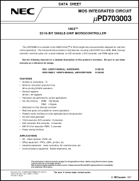 UPD703003GC-33-XXX-7EA datasheet: 32-bit single-chip microcontroller UPD703003GC-33-XXX-7EA