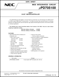 UPD705100GJ-100-8EU datasheet: Multi-Media compatible 32-bits RISC processor for built UPD705100GJ-100-8EU