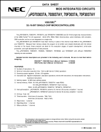 UPD70F3037AGF-3BA datasheet: 32-bit RISC single-chip microcontroller UPD70F3037AGF-3BA