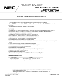 UPD72870AF1 datasheet: IEEE1394 400MHzPHY and LINK 1-chip LSI UPD72870AF1