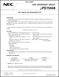 UPD75048CW-XXX datasheet: 4-bit single-chip microcomputer UPD75048CW-XXX