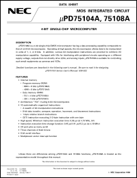 UPD75108AGC-XXX-AB8 datasheet: 4-bit single-chip microcomputer UPD75108AGC-XXX-AB8