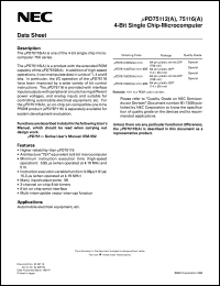 UPD75112CW(A)-XXX datasheet: 4-bit single-chip microcomputer UPD75112CW(A)-XXX