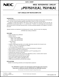 UPD75316GF(A)-XXX-3B9 datasheet: 4-bit single-chip microcomputer UPD75316GF(A)-XXX-3B9