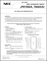 UPD7564AG-XXX datasheet: 4-bit single-chip microcomputer UPD7564AG-XXX