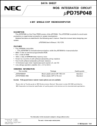 UPD75P048CW datasheet: 4-bit single-chip microcomputer incorporating EEPROM UPD75P048CW