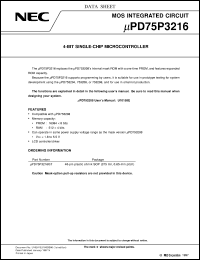 UPD75P3216GT datasheet: 4-bit single-chip microcomputer UPD75P3216GT