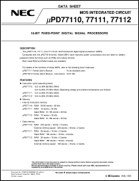 UPD77110GC-9EU datasheet: 16-bit fixed point digital signal processor UPD77110GC-9EU