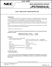 UPD784054GC(A1)-XXX-3B9 datasheet: 16-bit single-chip micon having 78K4 Series 32KB memory UPD784054GC(A1)-XXX-3B9