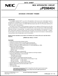 UPD98404GJ-KEU datasheet: ADVANCED ATM SOCKET FRAMER UPD98404GJ-KEU