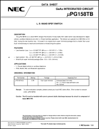 UPG158TB datasheet: L-band SPDT switch UPG158TB