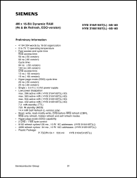 HYB3165165TL-60 datasheet: 4M x 16bit DRAM HYB3165165TL-60