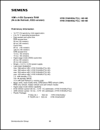 HYB3165405T-50 datasheet: 16M x 4bit DRAM HYB3165405T-50