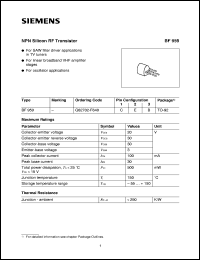 BF959 datasheet: NPN silicon RF transistor BF959