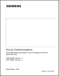 PEF24902 datasheet: Quad ISDN Echocancellation Circuit Analogue Front End PEF24902